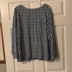 J. Jill Navy and White Checkered Top